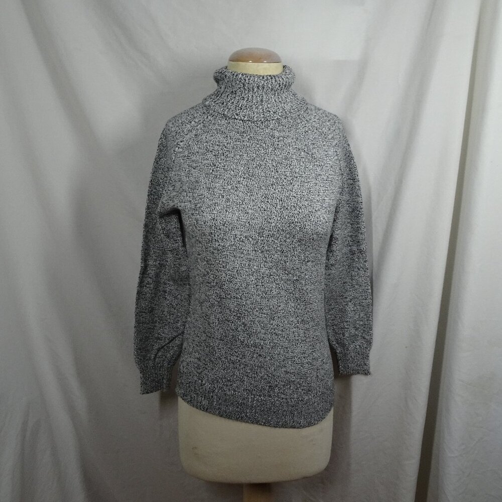 Karen Scott 100% Cotton Marled Knit Turtleneck Sweater Size S